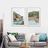 60cmx90cm Italy Coast 2 Sets Wood Frame Canvas Wall Art