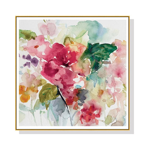 100cmx100cm Floral Brunch Gold Frame Canvas Wall Art