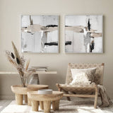 40cmx40cm Neutral Abstract 2 Sets White Frame Canvas Wall Art