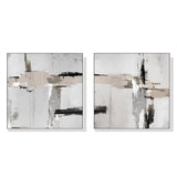 90cmx90cm Neutral Abstract 2 Sets White Frame Canvas Wall Art