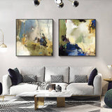 50cmx50cm Abstract Blue 2 Sets Black Frame Canvas Wall Art