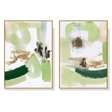 80cmx120cm Abstract Green Mint 2 Sets Gold Frame Canvas Wall Art