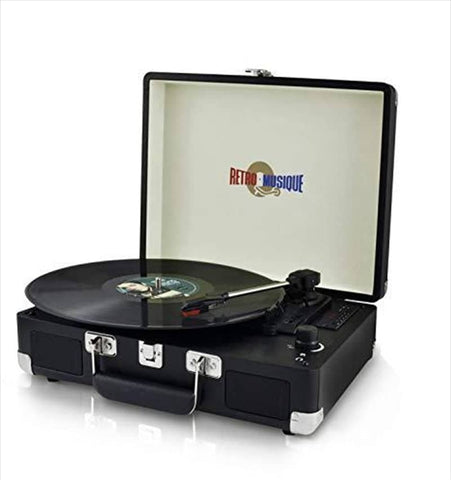 Suitcase Style Turntable Black - Retro Musique