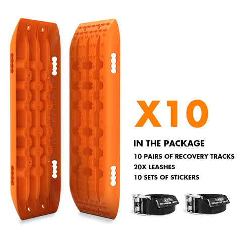 X-BULL 10 Pairs of Recovery tracks Boards Traction 10T Sand tracks/ Mud /Snow Gen 2.0 Orange