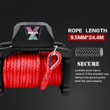 X-BULL 14500LBS Electric Winch 12V synthetic rope with 4PCS Recovery Tracks Gen3.0 Red