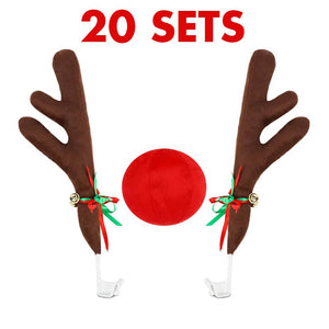 Reindeer Car Antlers and Nose Decoration Set Xmas Jingle Bells 20 sets