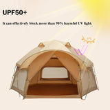 Large Space Luxury Frog Hexagonal Tent 5-8 Person Double Layer - Khaki