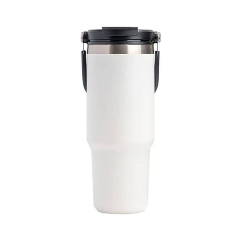 600ML White Stainless Steel Travel Mug with Leak-proof 2-in-1 Straw and Sip Lid, Vacuum Insulated Coffee Mug for Car, Office, Perfect Gifts, Keeps Liquids Hot or Cold