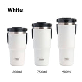 600ML White Stainless Steel Travel Mug with Leak-proof 2-in-1 Straw and Sip Lid, Vacuum Insulated Coffee Mug for Car, Office, Perfect Gifts, Keeps Liquids Hot or Cold