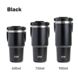 750ML Black Stainless Steel Travel Mug with Leak-proof 2-in-1 Straw and Sip Lid, Vacuum Insulated Coffee Mug for Car, Office, Perfect Gifts, Keeps Liquids Hot or Cold