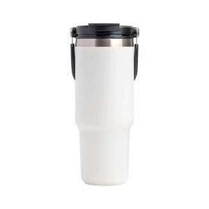 750ML White Stainless Steel Travel Mug with Leak-proof 2-in-1 Straw and Sip Lid, Vacuum Insulated Coffee Mug for Car, Office, Perfect Gifts, Keeps Liquids Hot or Cold