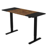 FORTIA Sit Stand Standing Desk, 140x60cm, 72-118cm Height Adjustable, 70kg Load, 2 Tone Oak style/Black Frame