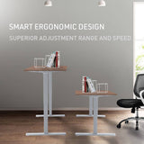 FORTIA Sit Stand Standing Desk, 120x60cm, 72-118cm Height Adjustable, 70kg Load, Walnut style/Silver Frame