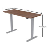 FORTIA Sit Stand Standing Desk, 120x60cm, 72-118cm Height Adjustable, 70kg Load, Walnut style/Silver Frame