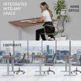 FORTIA Sit Stand Standing Desk, 120x60cm, 72-118cm Height Adjustable, 70kg Load, Walnut style/Silver Frame