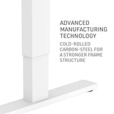 FORTIA Sit Stand Standing Desk, 120x60cm, 72-118cm Height Adjustable, 70kg Load, White/White Frame