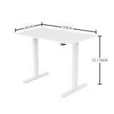 FORTIA Sit Stand Standing Desk, 120x60cm, 72-118cm Height Adjustable, 70kg Load, White/White Frame