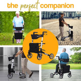 EQUIPMED Rollator Walking Frame Walker Foldable Seat Mobility Aid Aluminium