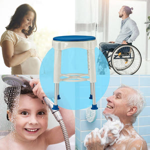 EQUIPMED Adjustable Bath Shower Seat Chair Stool Swivel Rotating Bath Aid