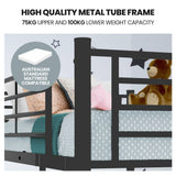 Kingston Slumber 2in1 King Single Metal Bunk Bed Frame, with Modular Design, Dark Matte Grey