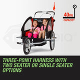 Tag-Along Kids Bike Trailer Child Bicycle Pram Stroller Children Wheel Jogger Red