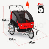 Tag-Along Kids Bike Trailer Child Bicycle Pram Stroller Children Wheel Jogger Red