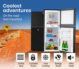 GECKO 125L Portable Fridge Freezer Camping Motorhome Caravan Upright Fridges 12V/24V/240V, Black