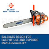 MTM Petrol Commercial Chainsaw 22 Bar Chain Saw E-Start Tree Pruning Top Handle