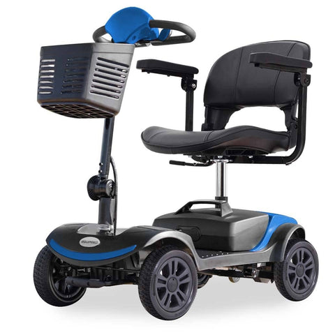 EQUIPMED Electric Mobility Scooter Portable Folding for Elderly Older Adult, SmartRider Black & Blue