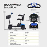 EQUIPMED Electric Mobility Scooter Portable Folding for Elderly Older Adult, SmartRider Black & Blue