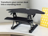 FORTIA Desk Riser Monitor Standing Stand For Corner Desk Adjustable Black