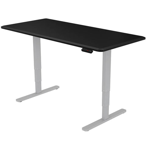 FORTIA Standing Desk, 150x70cm, 62-128cm Height, 2 Motors, 120KG Load, Black/Silver Frame