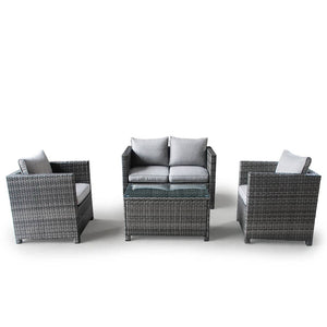 LONDON RATTAN Outdoor Furniture 4pc Setting Chairs Lounge Set Wicker Sofa Couch