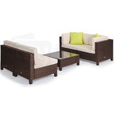 LONDON RATTAN 5pc Sofa Outdoor Furniture Brown Wicker Lounge Set Setting Pool