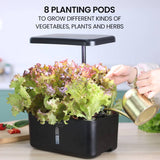 PLANTCRAFT 8 Pod Indoor Hydroponic Growing System, with Water Level Window & Pump, Black