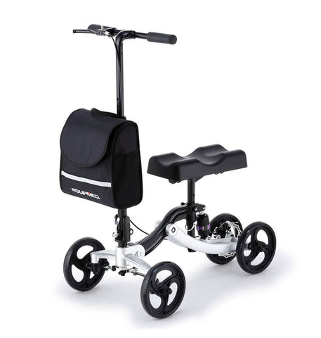 EQUIPMED Knee Walker Scooter,  Suspension, Disc Brakes, Silver