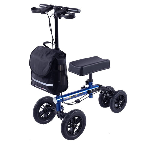 EQUIPMED Foldable Knee Walker Scooter, Bag, Dual Brakes, Blue