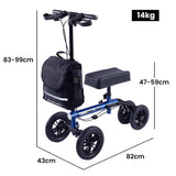 EQUIPMED Foldable Knee Walker Scooter, Bag, Dual Brakes, Blue