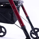 EQUIPMED 4 Wheel Lightweight Rollator Walker, Aluminium Frame, Seat, Carry Bag, for Seniors, Red