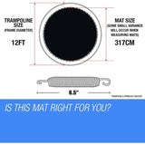 UP-SHOT 12ft Replacement Trampoline Mat - 72 Spring Round Spare Foot Parts