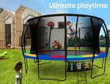 UP-SHOT Trampoline 16ft Outdoor Round Curved Pole with Basketball Set for Kids, Black Multi-colour