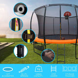 Up-Shot 10ft Round Trampoline Basketball Set Safety Net Spring Pad Ladder