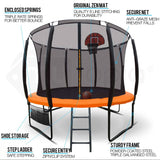 Up-Shot 10ft Round Trampoline Basketball Set Safety Net Spring Pad Ladder