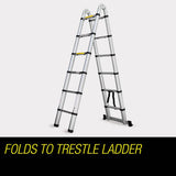 Bullet 3.8m Multipurpose Telescopic Folding Ladder Aluminium Alloy Extension