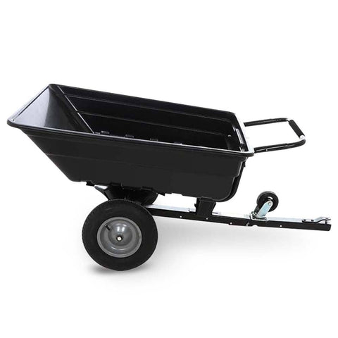 PLANTCRAFT 270kg Poly Dump Cart Wheelbarrow, 2in1 Wheel Borrow Tow-Behind Trailer for Ride-on Mower