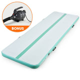 PROFLEX  800x100x20cm Inflatable Air Track Mat Tumbling Gymnastics, Mint & Grey, with Electric Pump