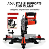 BAUMR-AG 210mm Sliding Compound Mitre Drop Saw and Adjustable Stand Combo