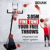 Dr.Dunk 3.05M Portable Basketball Hoop Stand System Height Adjustable Net Ring Rim Slam Backboard