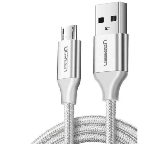 UGREEN USB-A to Micro USB Cable 2m (Aluminium case, White) - 60153