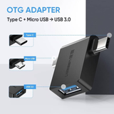 UGREEN Micro USB Male + USB-C to USB 3.0 Female OTG Adapter - 30453